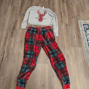 Simply Southern Gray and Red Plaid Pajama Set